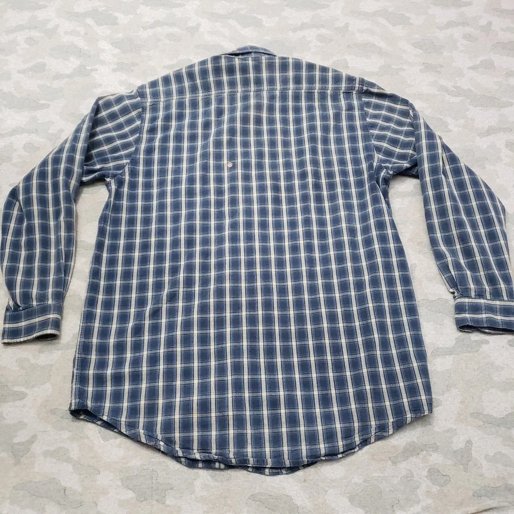 Vintage Carhartt Shirt‎ Mens Large Blue Pockets Long Sleeve Button-Up Workwear
